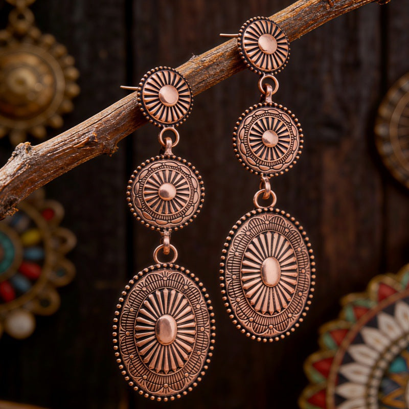 Ethnic Style Earrings For Unisex Featuring Gold Zinc Alloy With 304 Stainless Steel Ear Pins