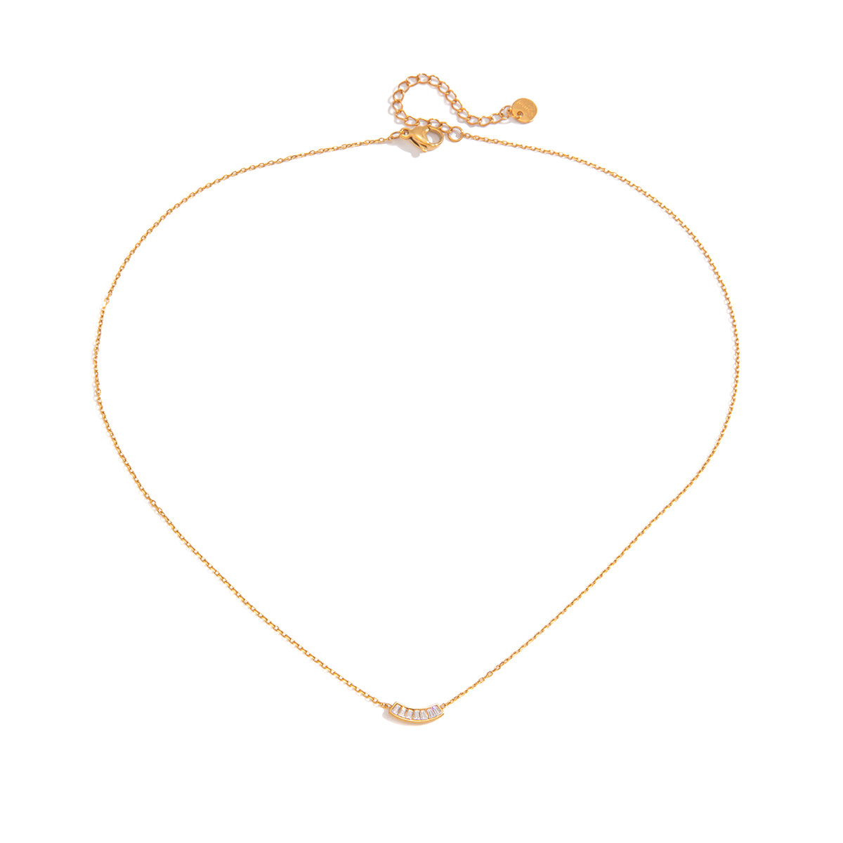 Geometric Necklace For Women, 304 Stainless Steel With 18K Gold Plated PVD Coating, Zircon Inlay, Cable Chain