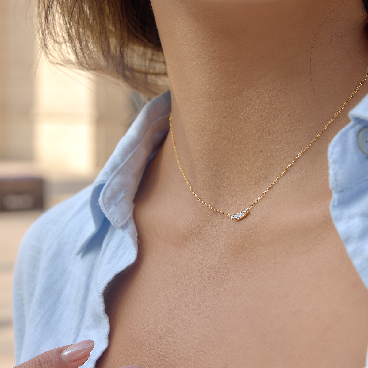 Geometric Necklace For Women, 304 Stainless Steel With 18K Gold Plated PVD Coating, Zircon Inlay, Cable Chain
