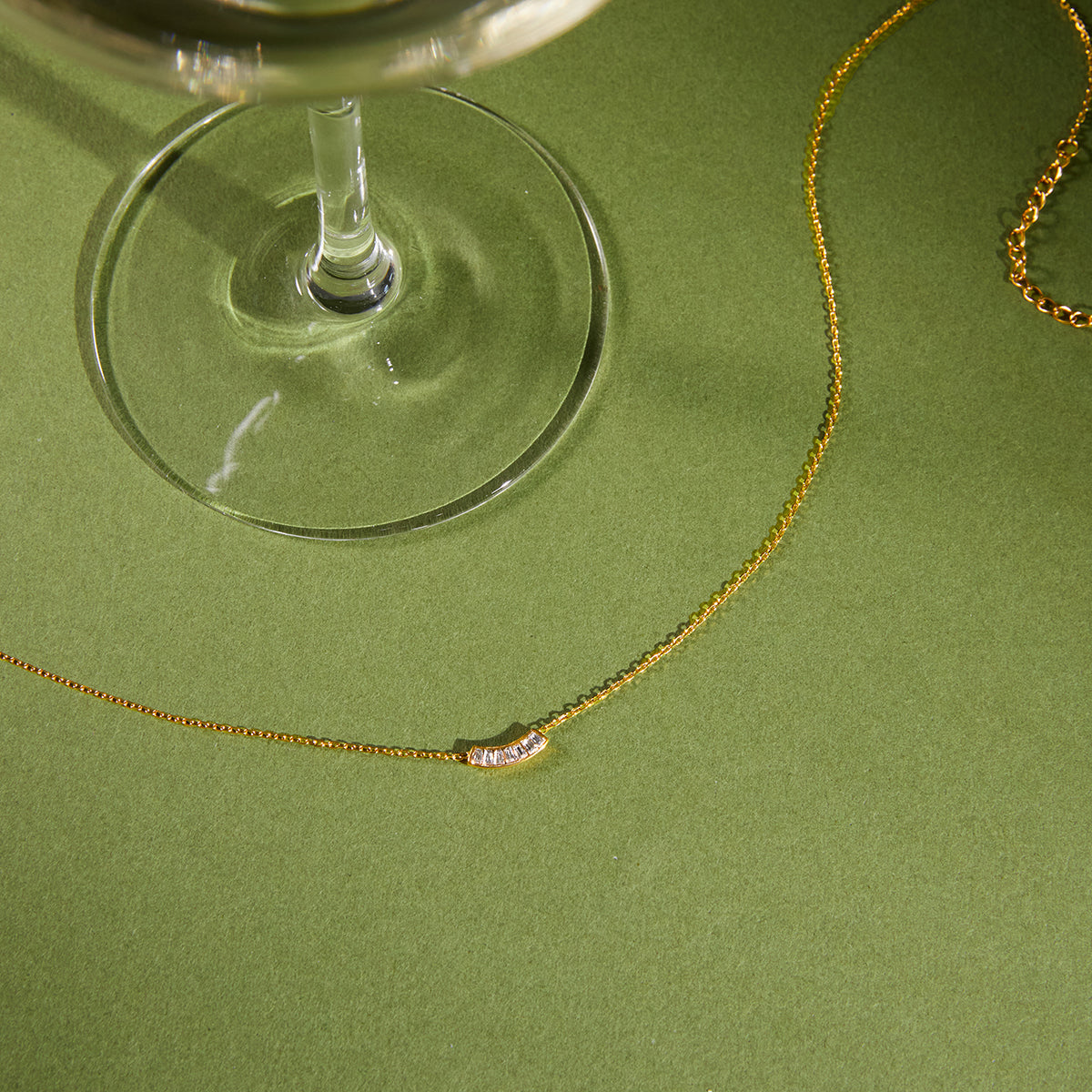 Geometric Necklace For Women, 304 Stainless Steel With 18K Gold Plated PVD Coating, Zircon Inlay, Cable Chain
