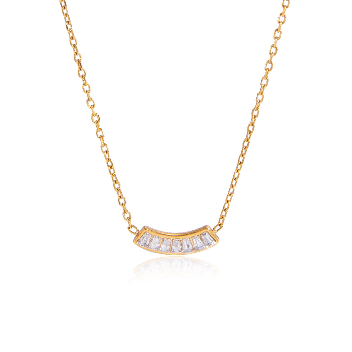 Geometric Necklace For Women, 304 Stainless Steel With 18K Gold Plated PVD Coating, Zircon Inlay, Cable Chain
