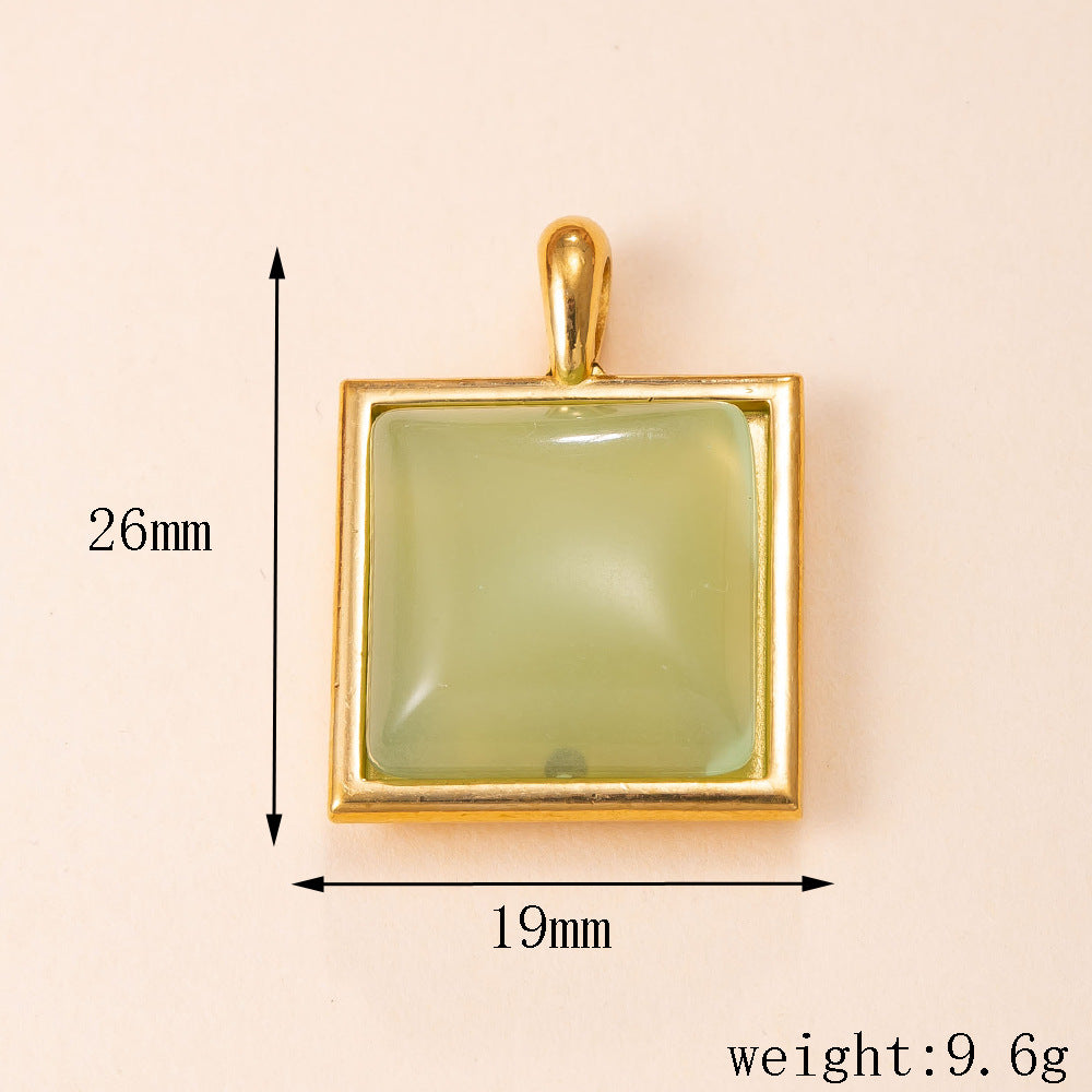 Geometric Pendant In 304 Stainless Steel With Red Agate Inlay And PVD Coated Gold Plating Process