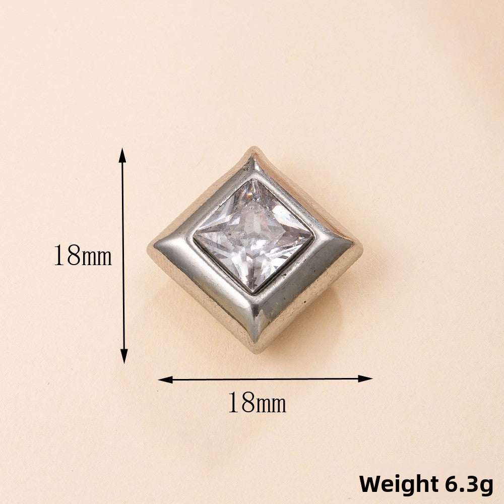 Geometric Pendant In 304 Stainless Steel With 18K Real Gold Plated PVD Coating And Zircon Inlay, Electroplated Finish