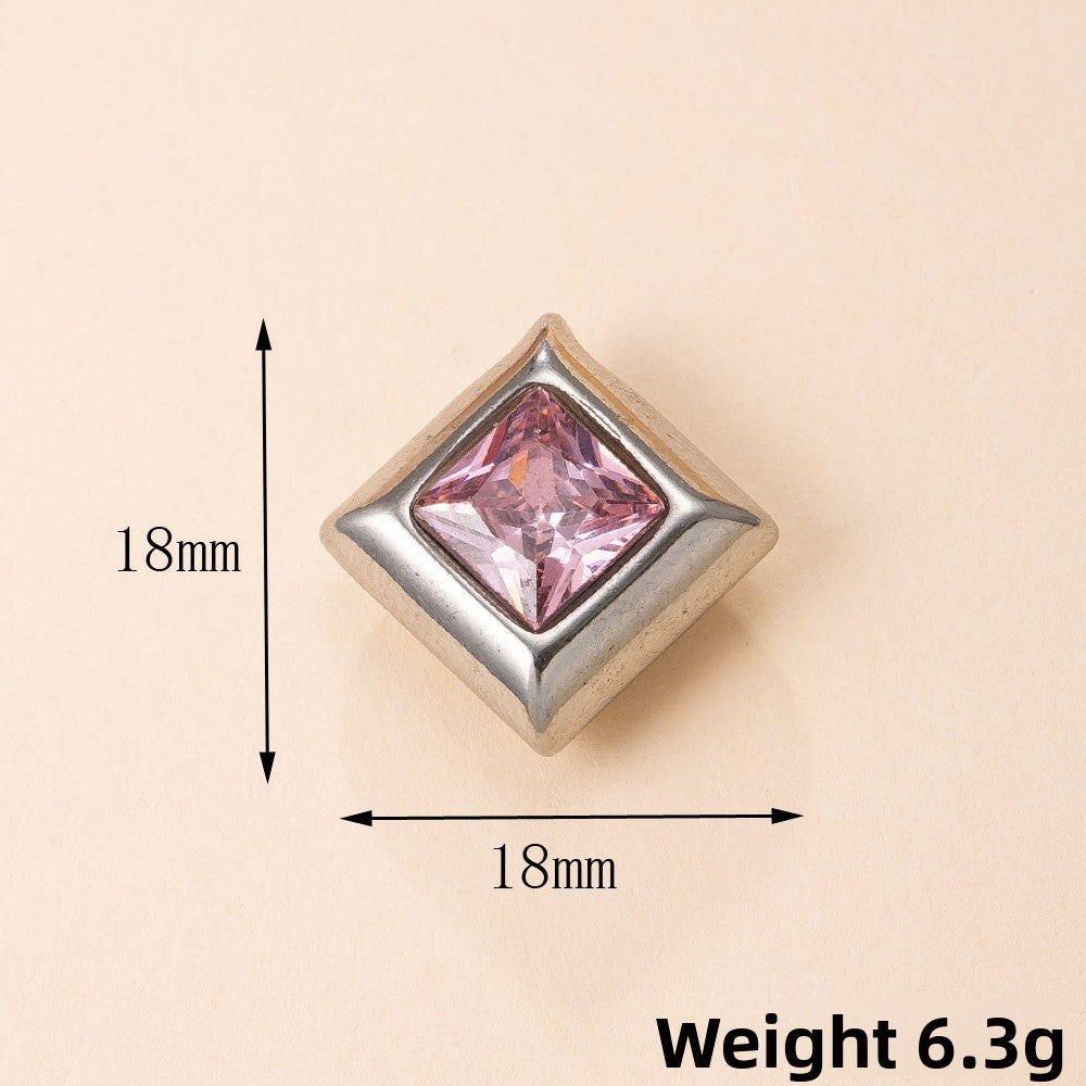Geometric Pendant In 304 Stainless Steel With 18K Real Gold Plated PVD Coating And Zircon Inlay, Electroplated Finish