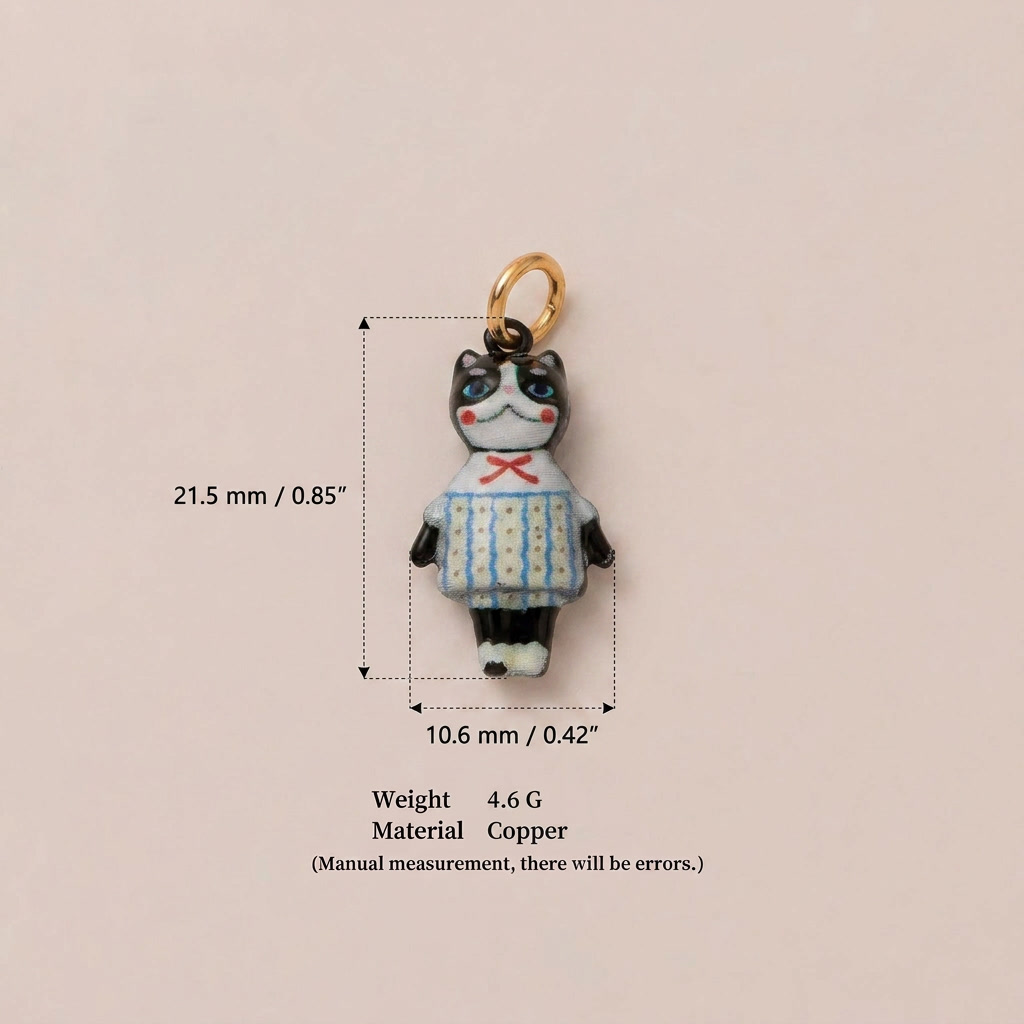 Cat Pendant In Copper With Golden Plated Water Plating, 27x23mm Size Featuring 0.01µm Thickness And Zircon Inlay, 1 Piece