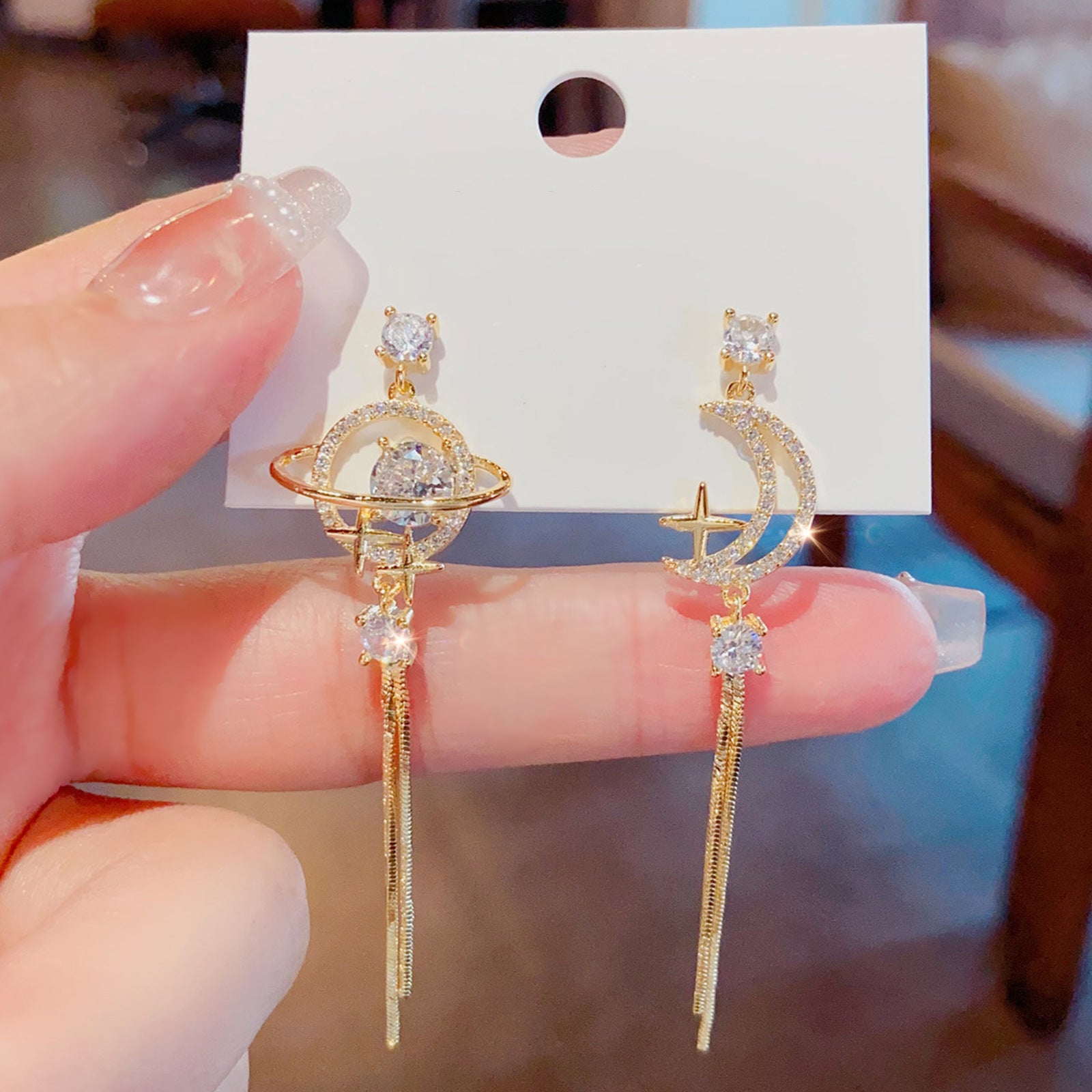 Asymmetrical Moon Stud Earrings For Women With 925 Sterling Silver Posts And Real Gold Plated Alloy Design