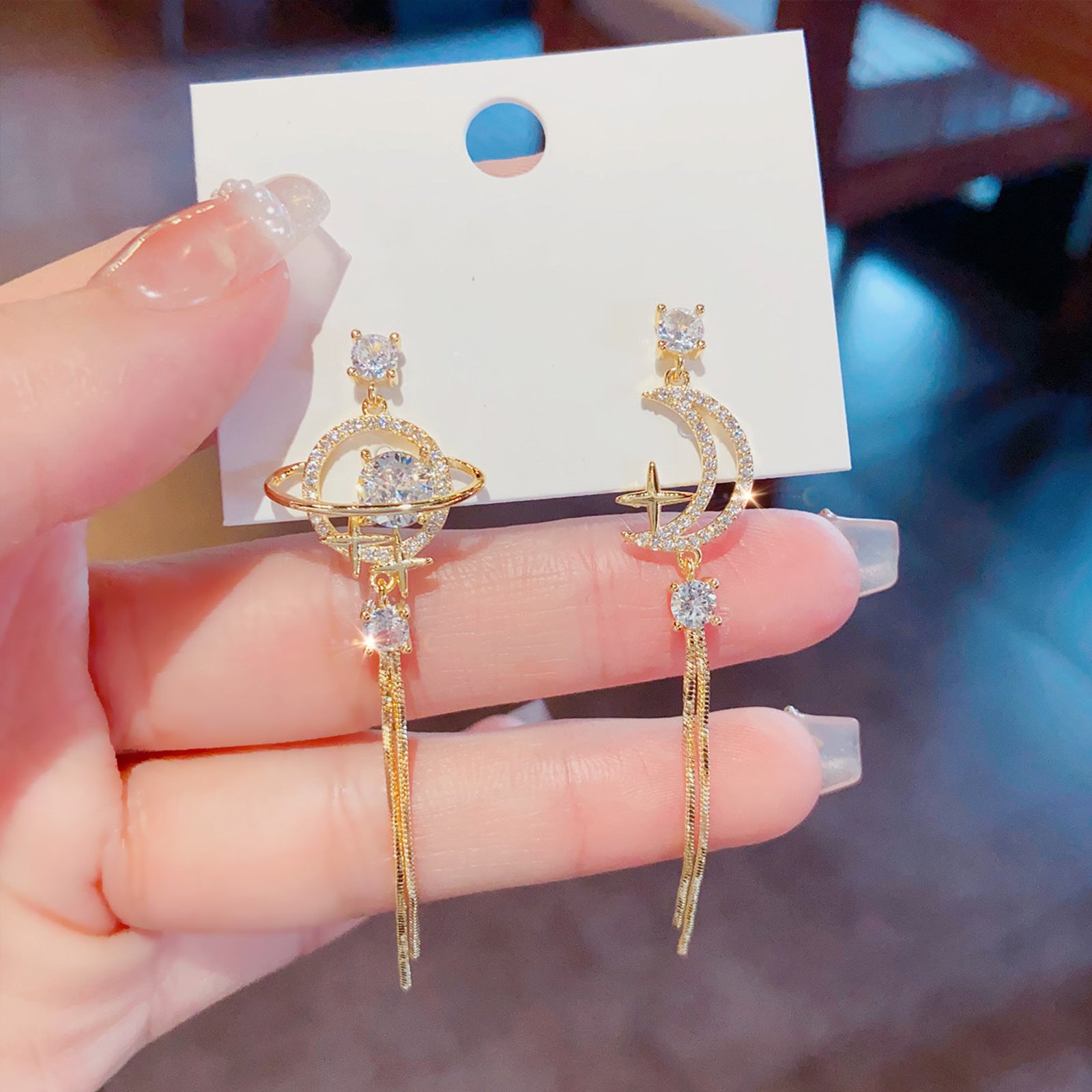 Asymmetrical Moon Stud Earrings For Women With 925 Sterling Silver Posts And Real Gold Plated Alloy Design