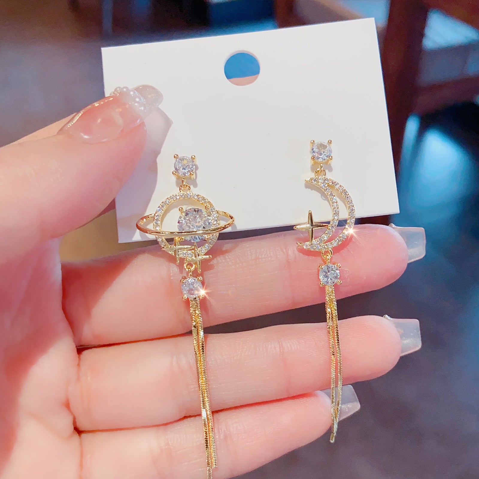 Asymmetrical Moon Stud Earrings For Women With 925 Sterling Silver Posts And Real Gold Plated Alloy Design