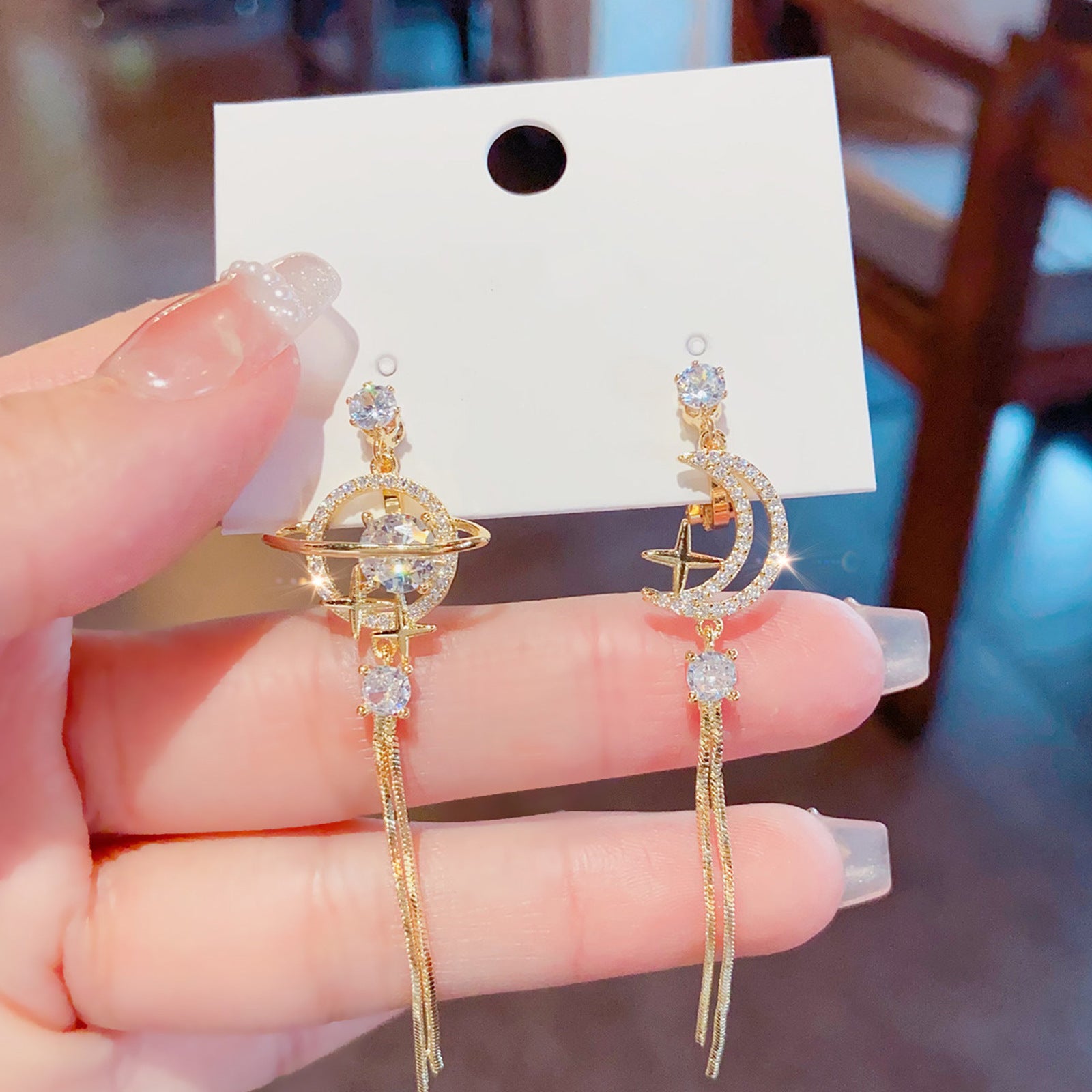 Asymmetrical Moon Stud Earrings For Women With 925 Sterling Silver Posts And Real Gold Plated Alloy Design