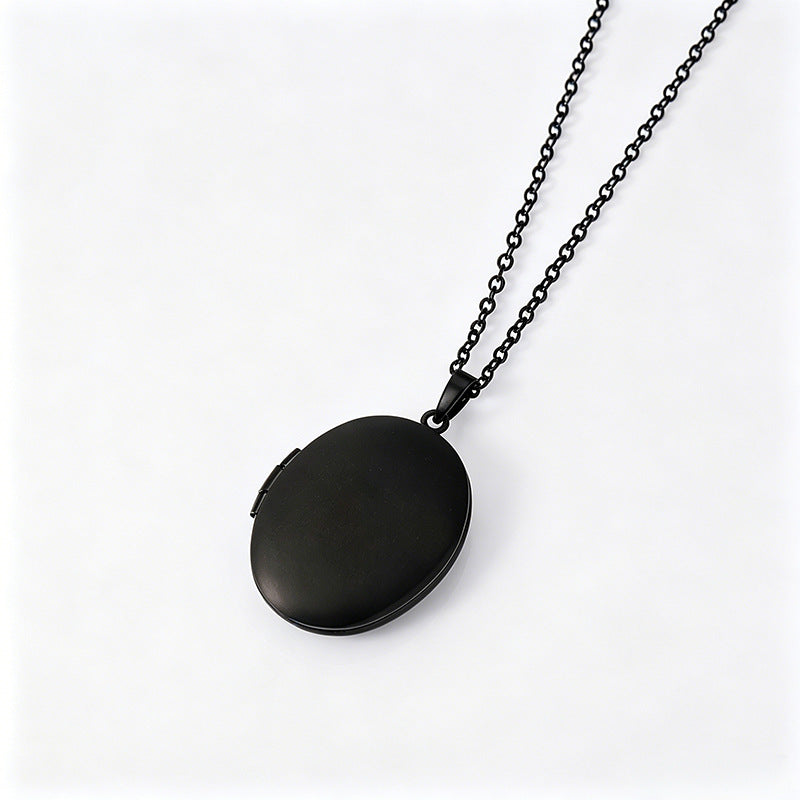 Men's Heart Shape Locket Necklace In Silver 304 Stainless Steel With Electroplated Finish And Cable Chain