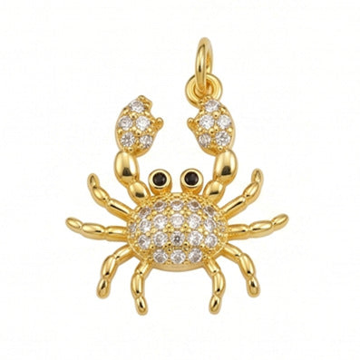 20 PCS Copper Crab Pendants With Zircon Inlay, Enamel Craft, Designed For Women Jewelry Making