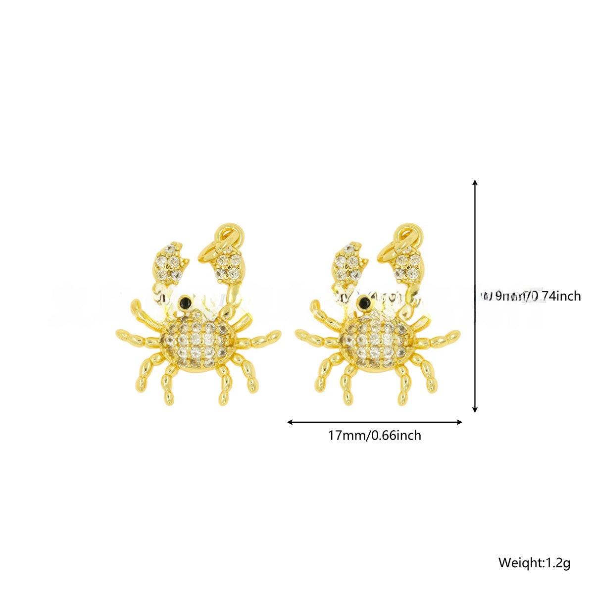 20 PCS Copper Crab Pendants With Zircon Inlay, Enamel Craft, Designed For Women Jewelry Making