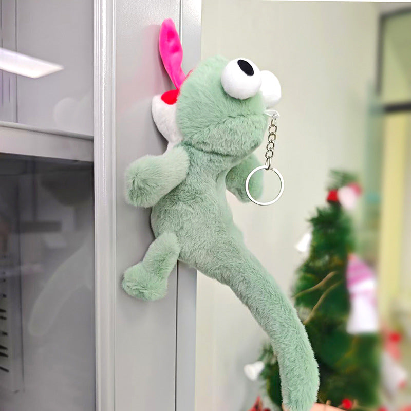 Funny Animal Magnetic Lizard Stuffed Plush Toy Keychain Made Of Soft Synthetic Fibre, Perfect For Kids And Collectors