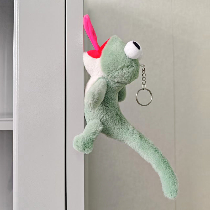 Funny Animal Magnetic Lizard Stuffed Plush Toy Keychain Made Of Soft Synthetic Fibre, Perfect For Kids And Collectors