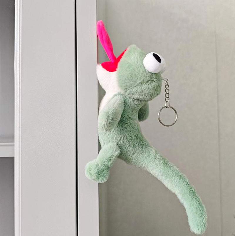 Funny Animal Magnetic Lizard Stuffed Plush Toy Keychain Made Of Soft Synthetic Fibre, Perfect For Kids And Collectors