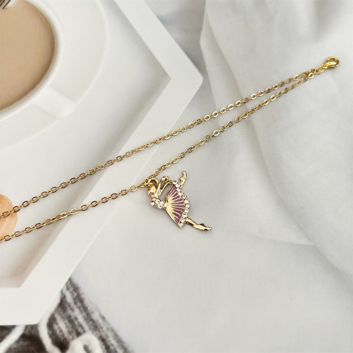 Enamel Anklet For Women In Dyed Black Featuring Cartoon Character Design With Cartoon Style