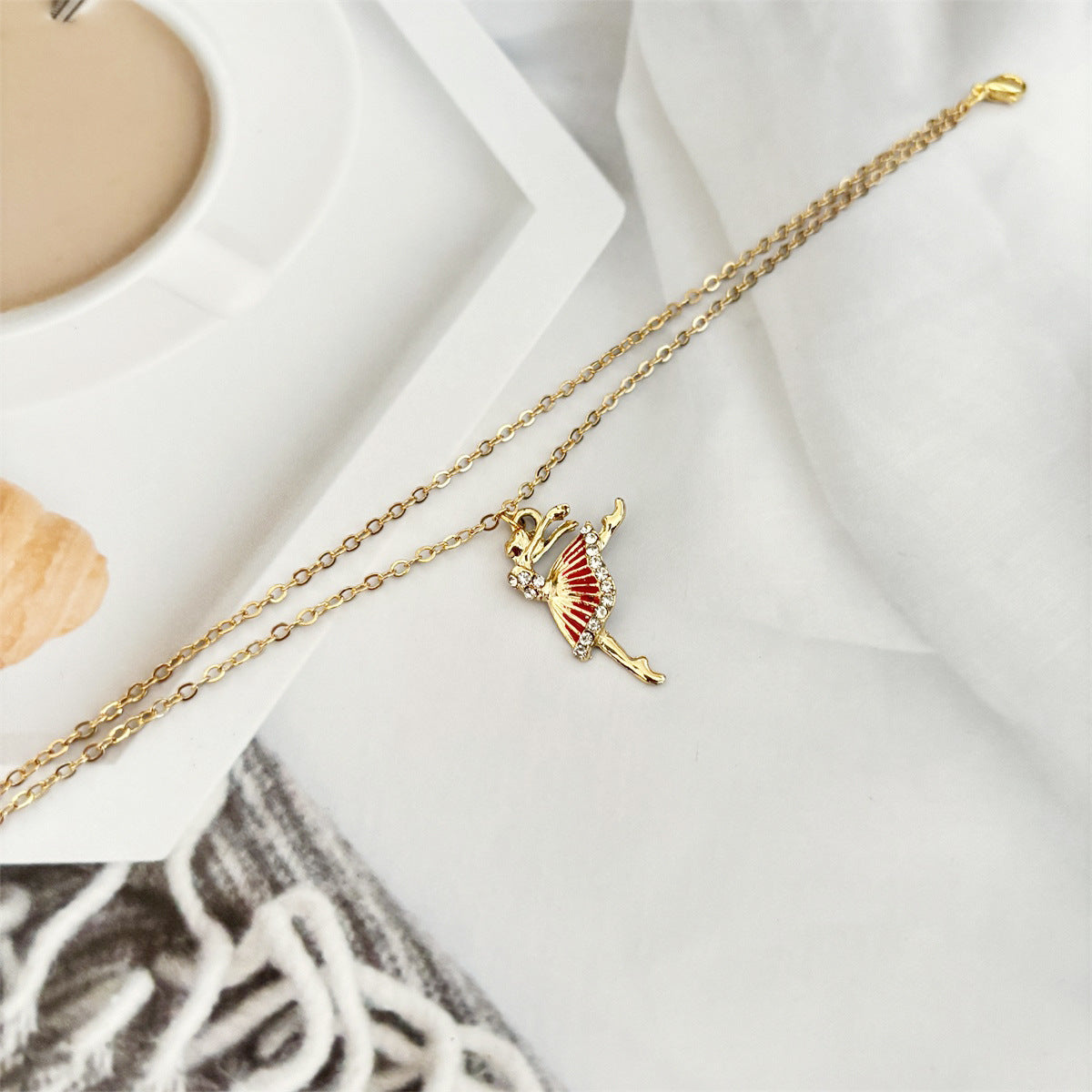 Enamel Anklet For Women In Dyed Black Featuring Cartoon Character Design With Cartoon Style