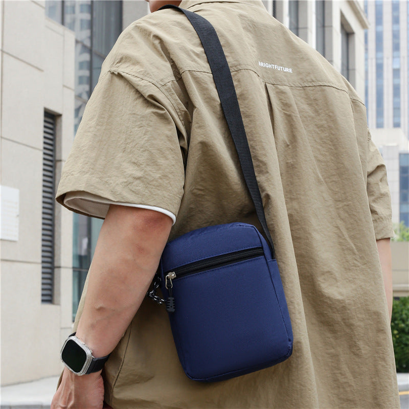 Men's Color Block Crossbody Bag In Oxford Cloth With Sewing Thread Detail, Featuring Sling Strap For Autumn