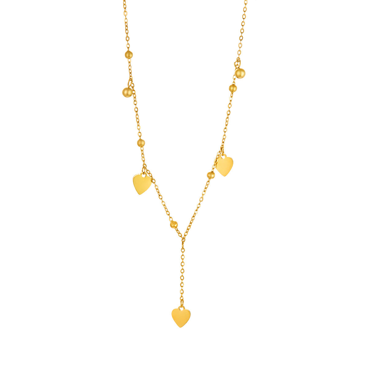Heart Shape Tassel Necklace For Women In Titanium Steel With PVD Coated Chain And Pendant