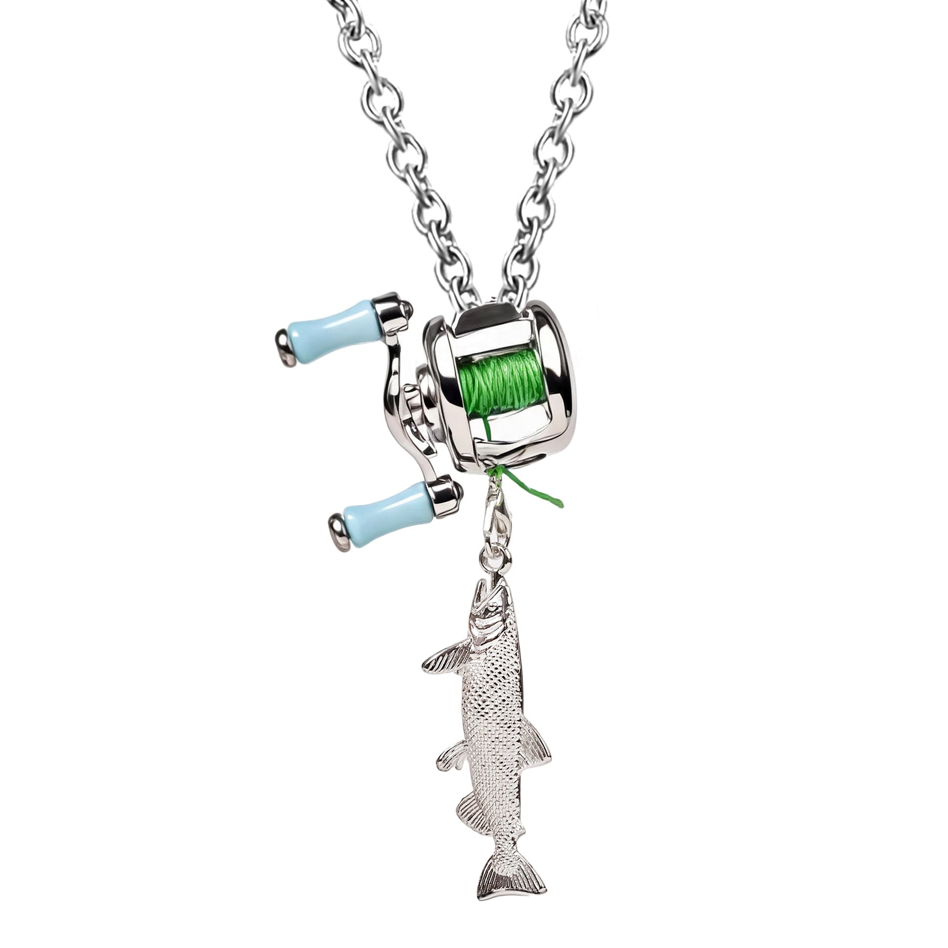 Fish Necklace For Adults With Alloy Pendant And 304 Stainless Steel Cuban Link Chain Featuring Silicone Wristbands