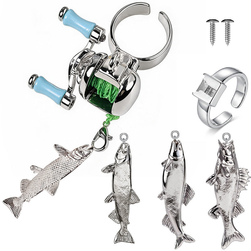 Fish Necklace For Adults With Alloy Pendant And 304 Stainless Steel Cuban Link Chain Featuring Silicone Wristbands