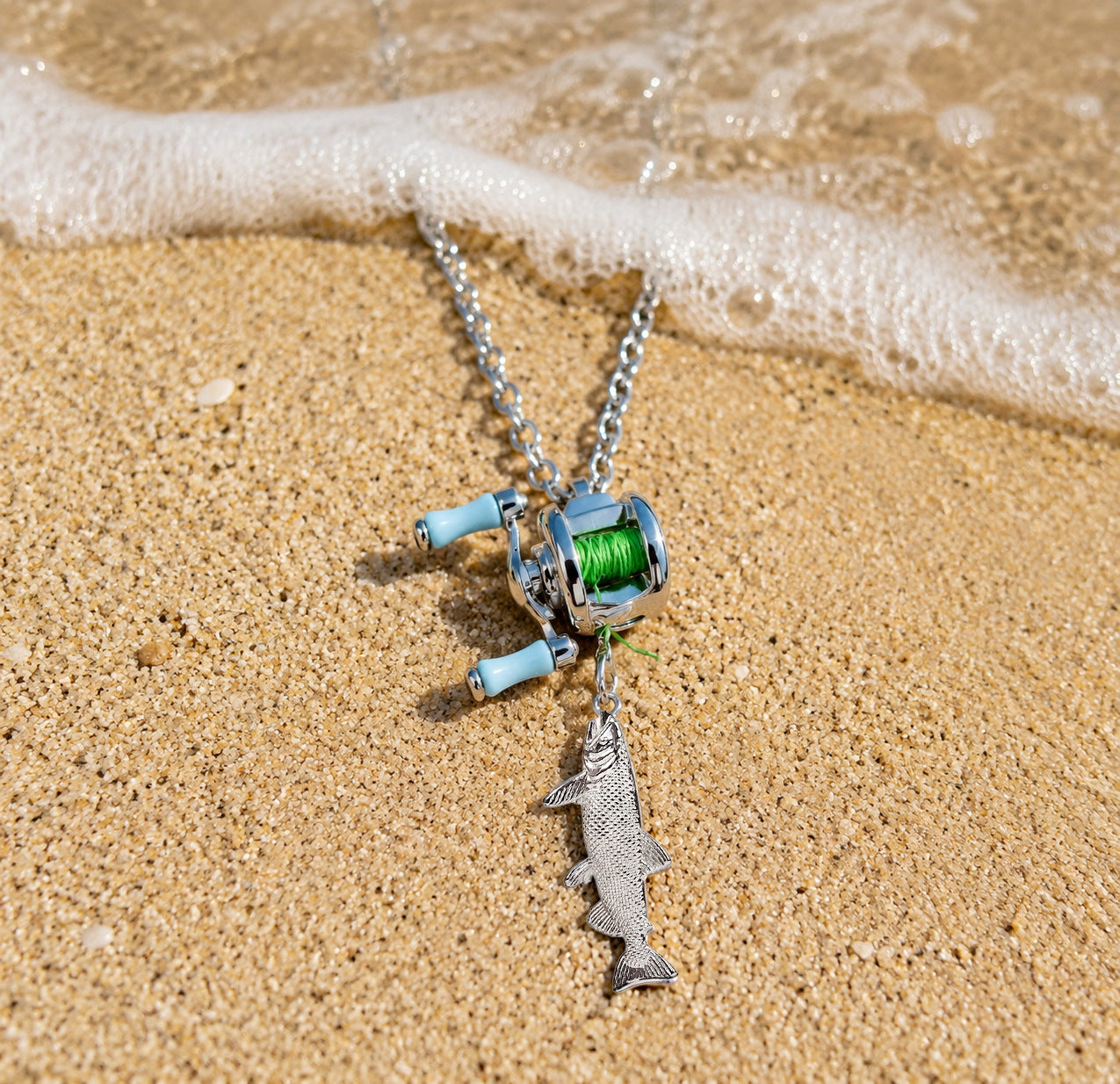 Fish Necklace For Adults With Alloy Pendant And 304 Stainless Steel Cuban Link Chain Featuring Silicone Wristbands