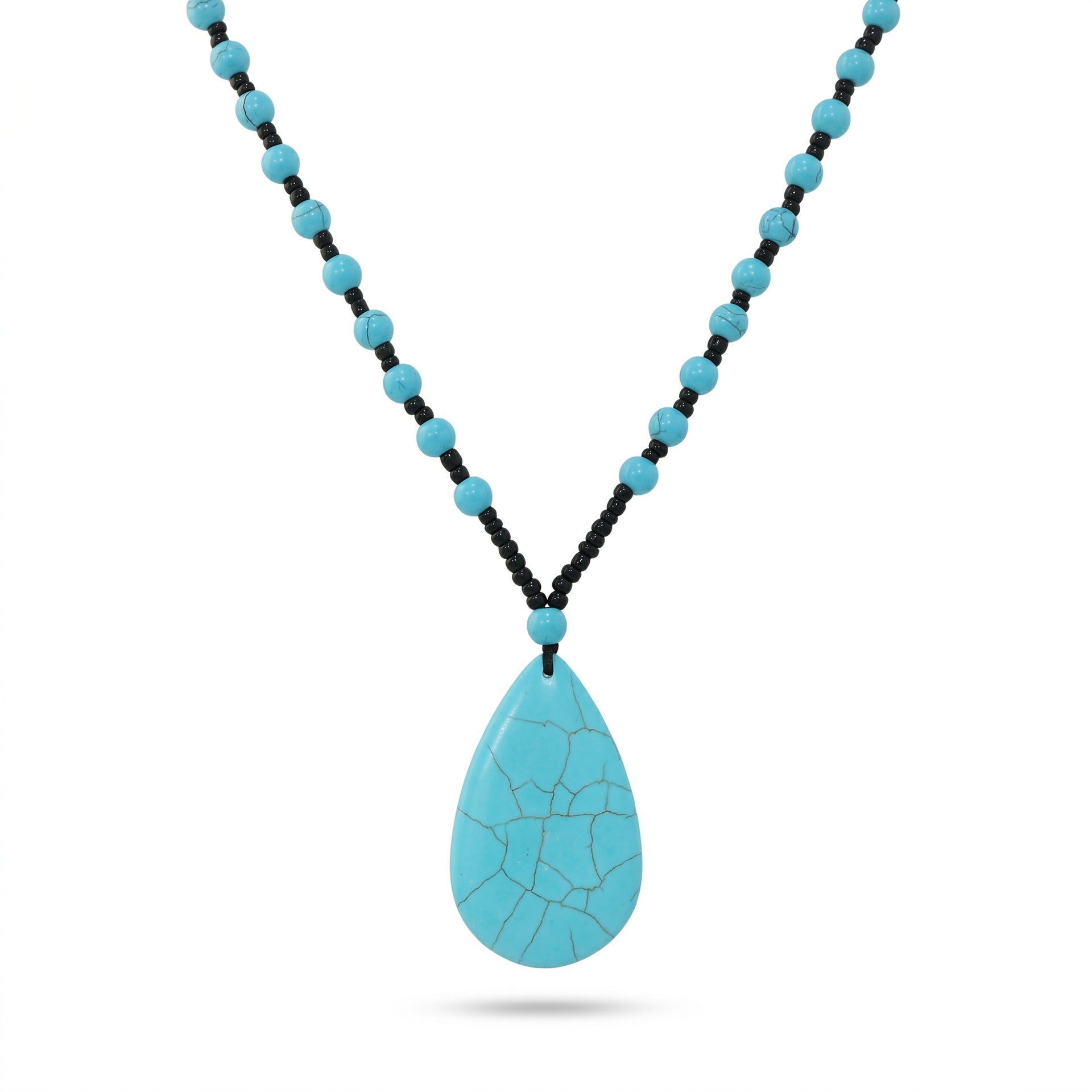 Ethnic Style Water Droplets Choker Necklace For Women In Green With Turquoise Inlay And Zinc Alloy Material