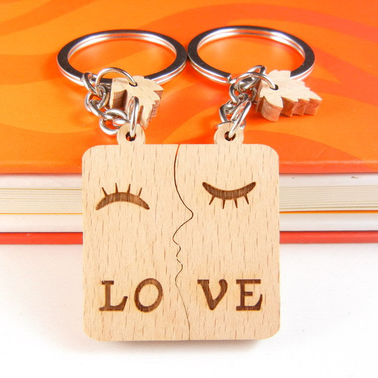 Customization Laser Engraving Wooden Key Chains For Wedding Season, Perfect Personalized Gift