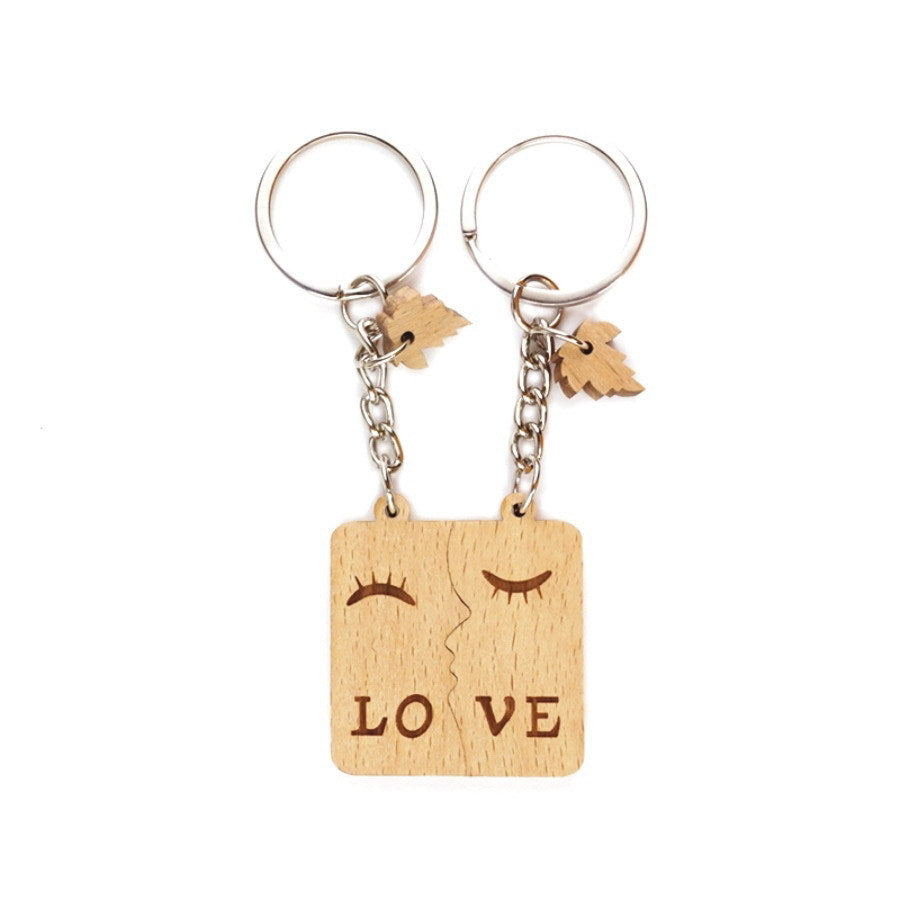 Customization Laser Engraving Wooden Key Chains For Wedding Season, Perfect Personalized Gift