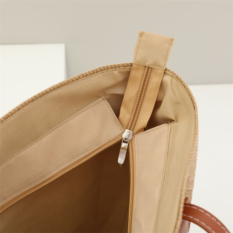Adults Vacation Straw Hat With UV Protection, Featuring Braid Craftsmanship, Available In Beige For Spring