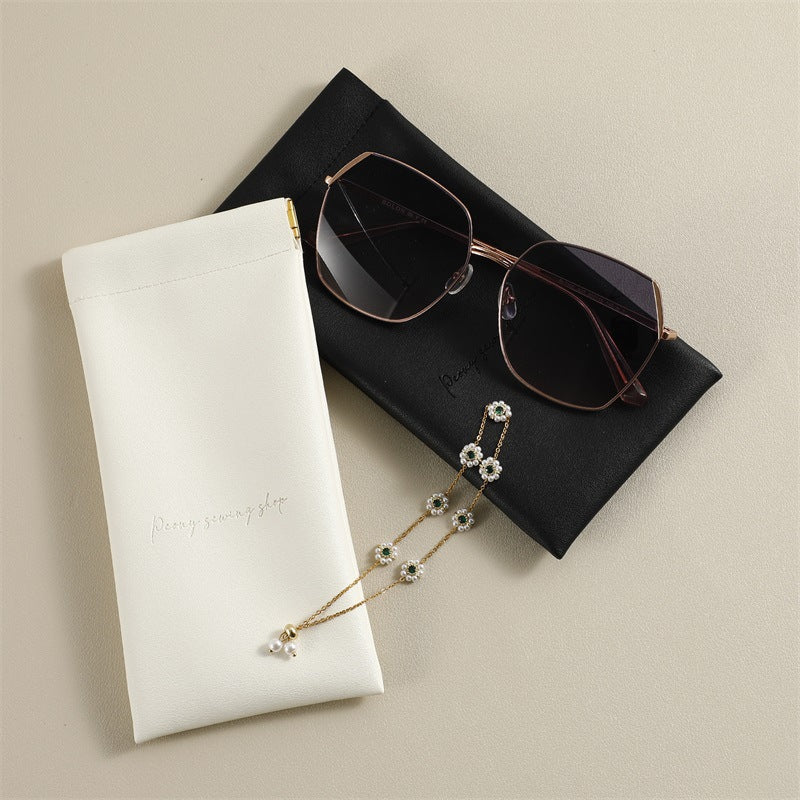 Dyed Black Glasses Case In PU Leather, Stylish And Durable Eyewear Protection