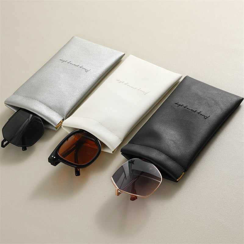 Dyed Black Glasses Case In PU Leather, Stylish And Durable Eyewear Protection