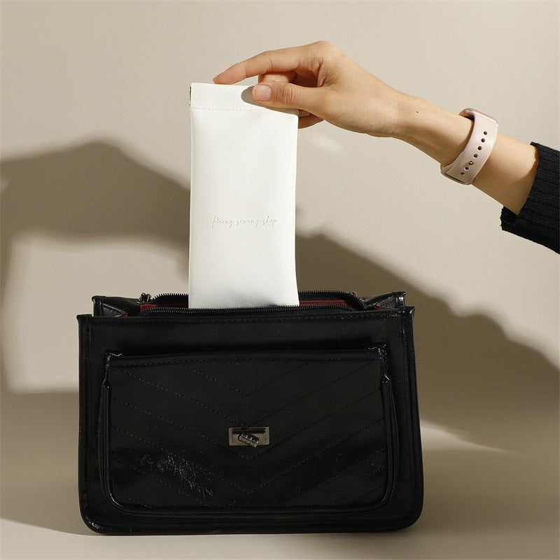 Dyed Black Glasses Case In PU Leather, Stylish And Durable Eyewear Protection
