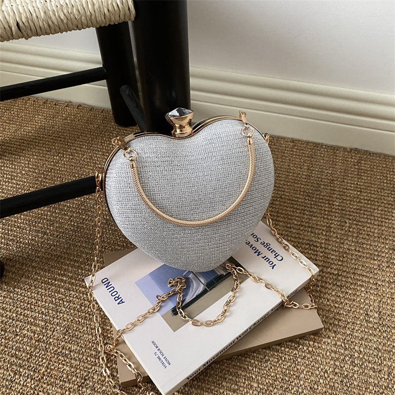 Heart-shaped Metal Bag For Women Featuring A Stylish Chain Strap, Perfect For Trendy Outfits