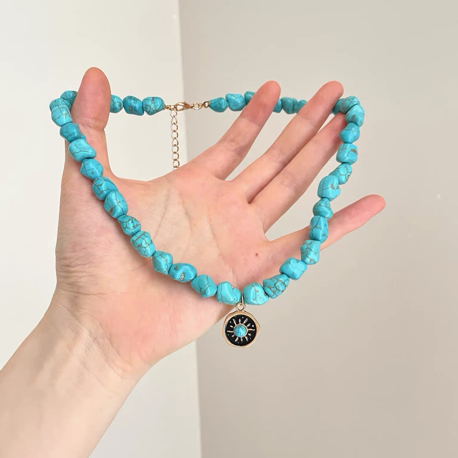 Handmade Maillard Style Sun Necklace For Women Featuring Alloy Pendant In Mixed Materials