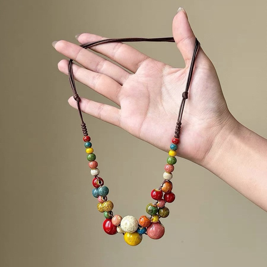 Lady Modern Style Solid Color Titanium Steel Tassel Plating Layered Necklaces