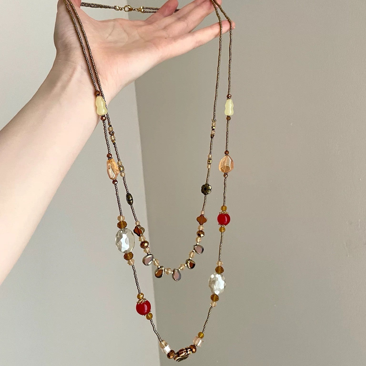 Lady Modern Style Solid Color Titanium Steel Tassel Plating Layered Necklaces