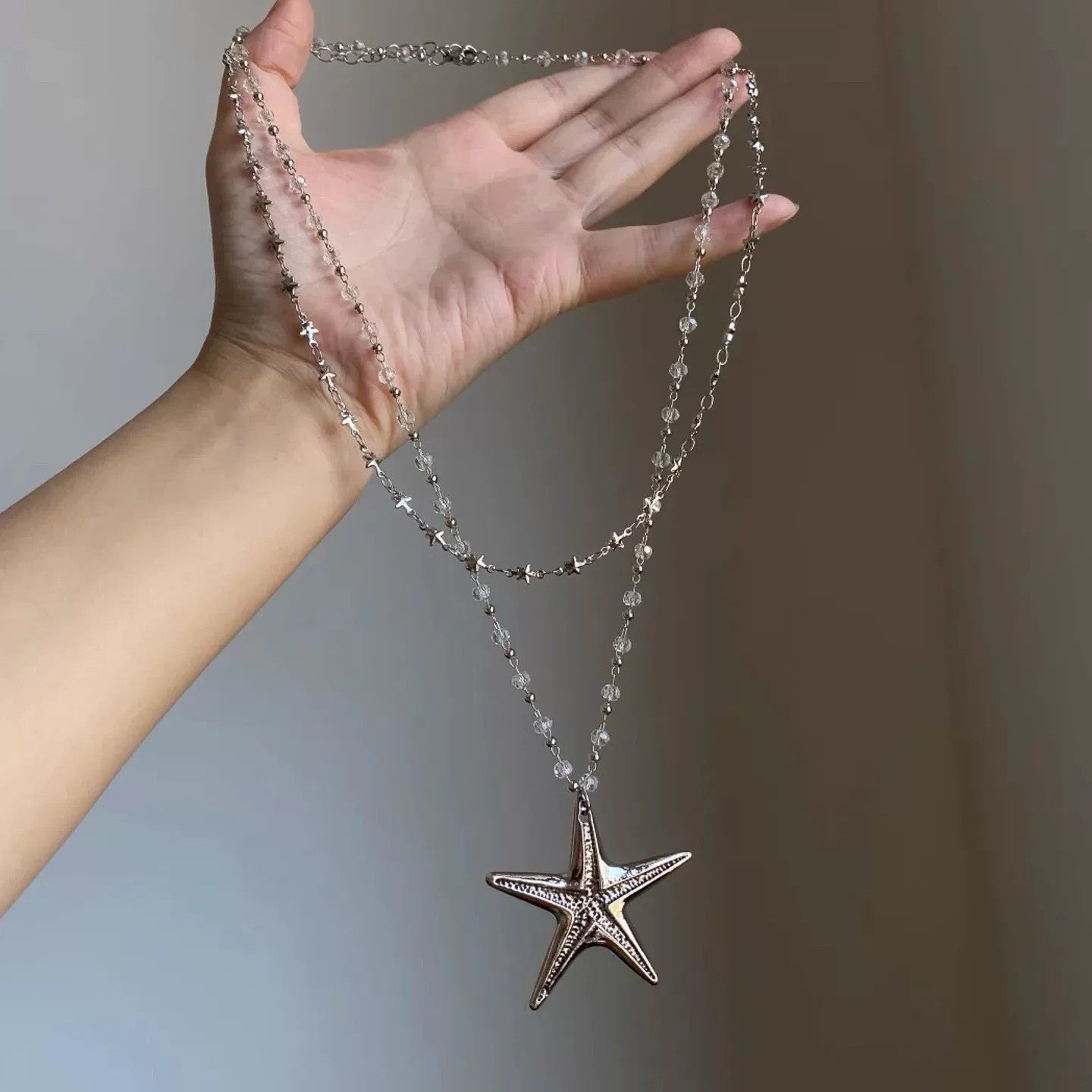 Lady Modern Style Solid Color Titanium Steel Tassel Plating Layered Necklaces