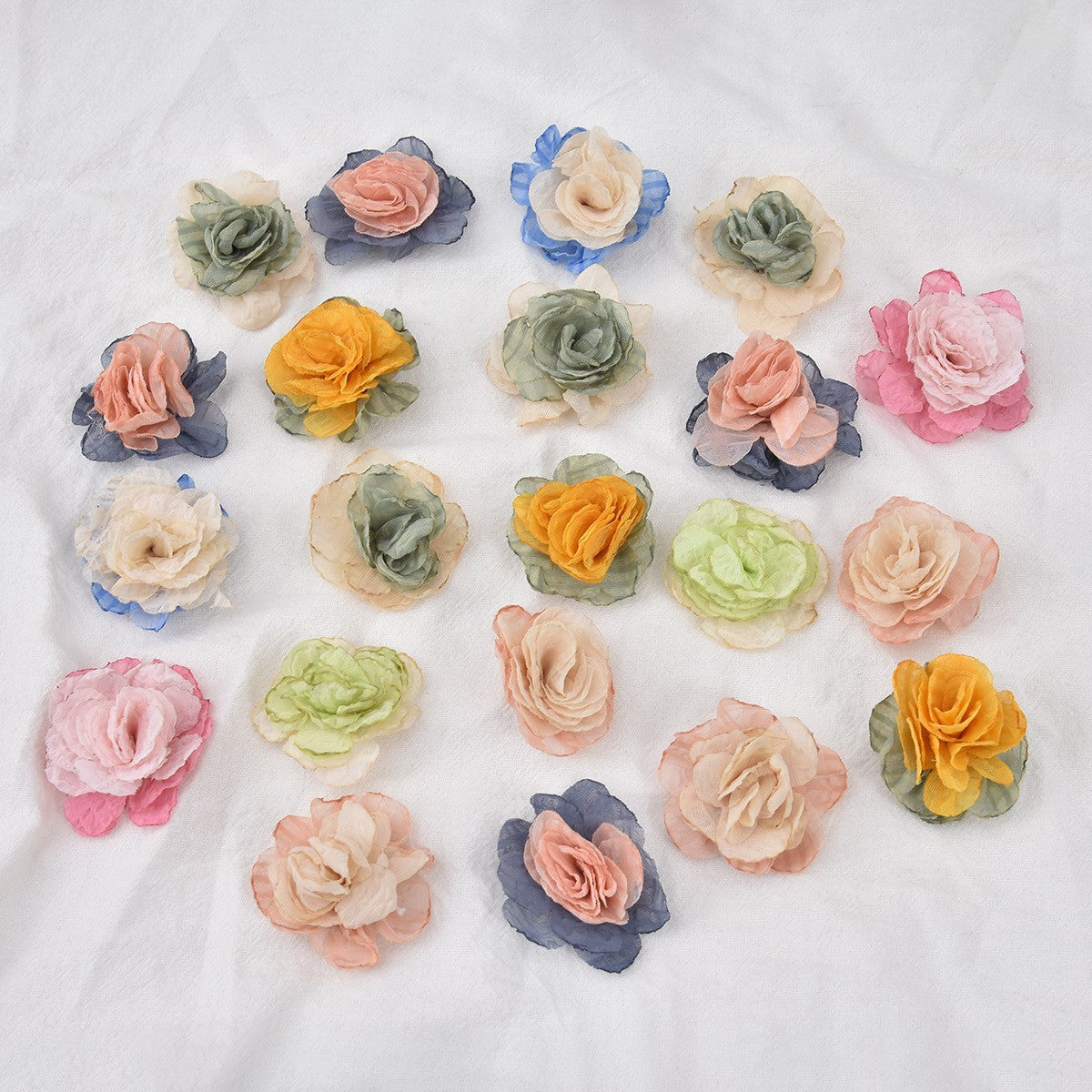 Handmade Cloth Flowers Earring Findings In Beige, Retro Style Jewelry Accessories
