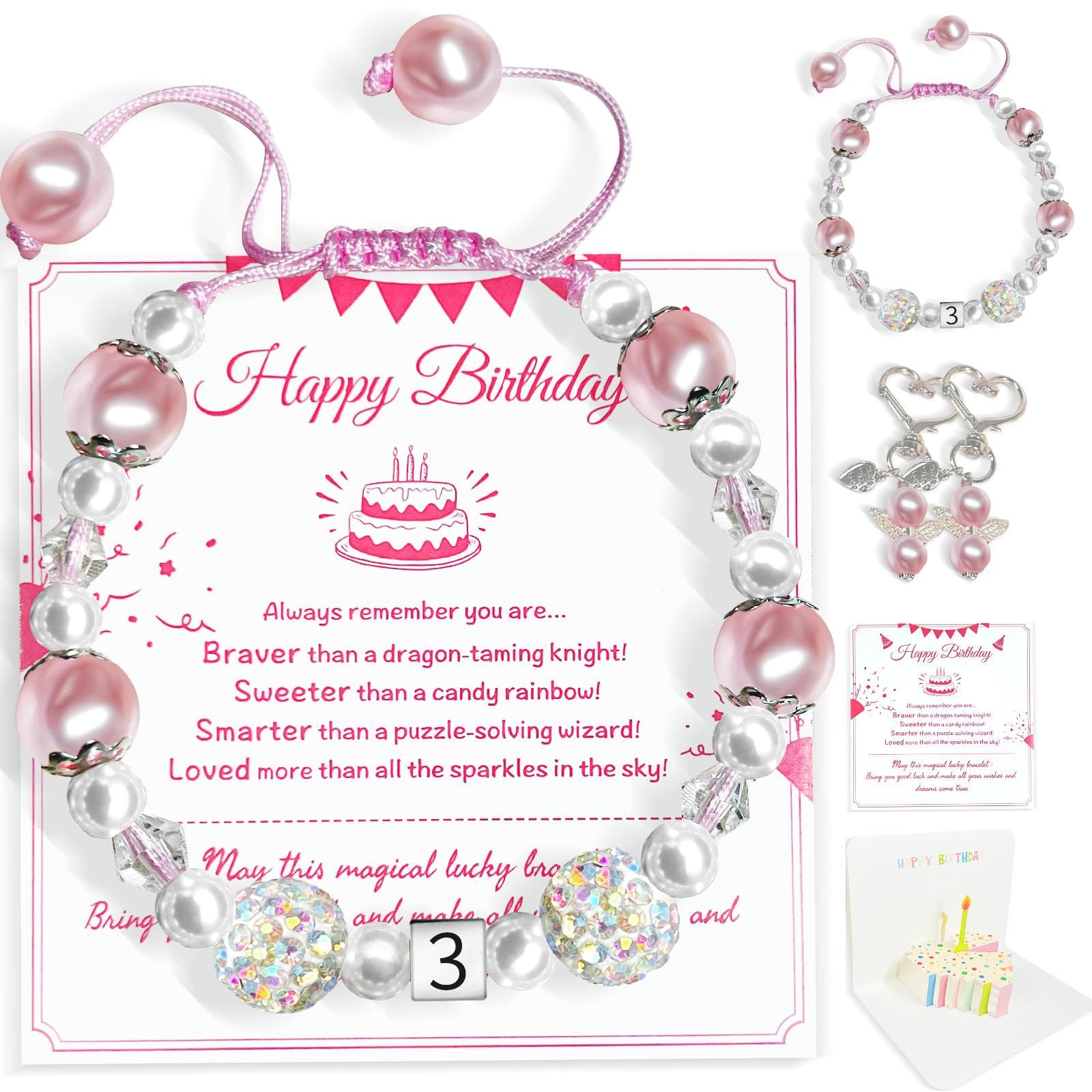 Kid's Simple Style Number Pattern Bracelet With Imitation Pearl And Rhinestones Featuring Beading Craft