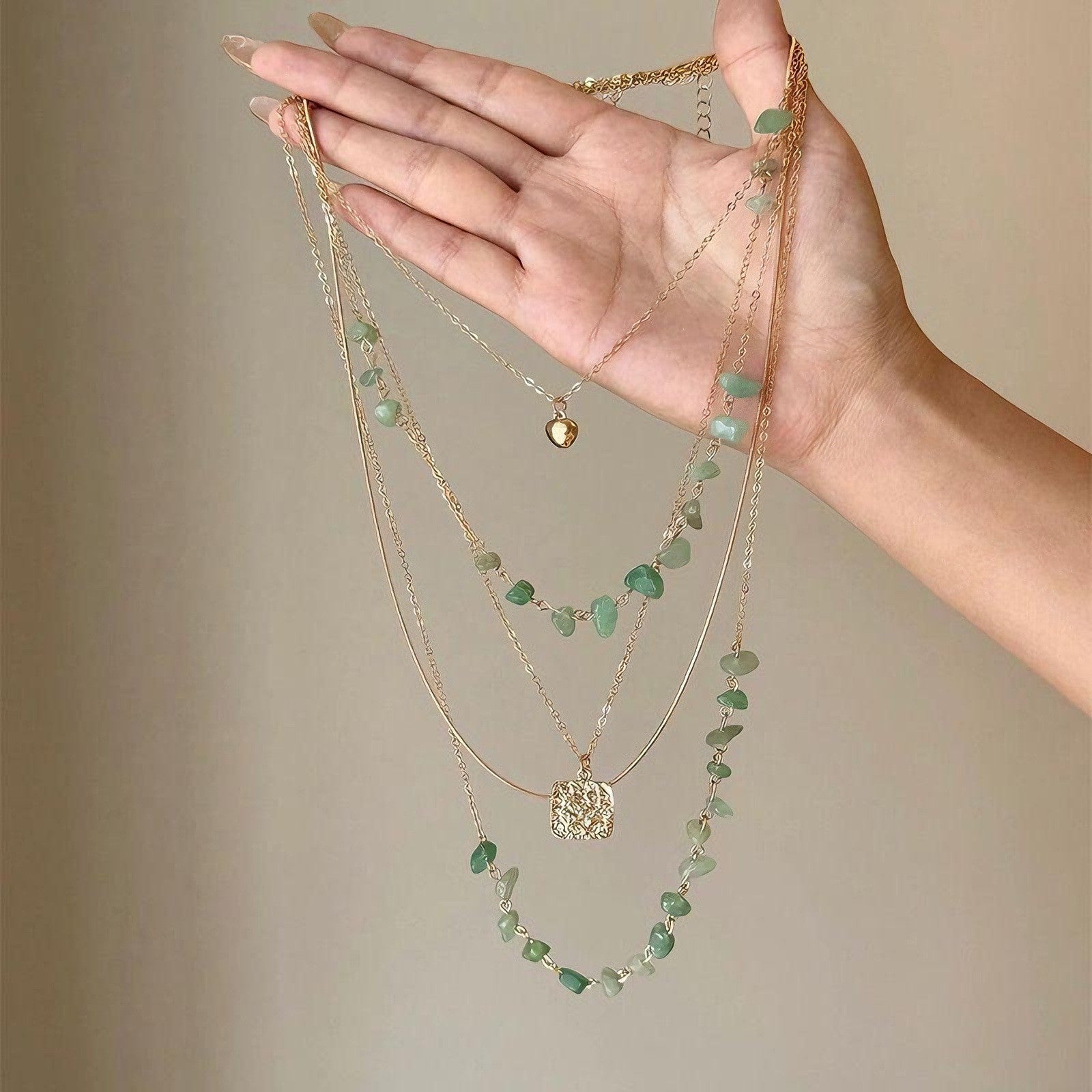 Lady Modern Style Solid Color Titanium Steel Tassel Plating Layered Necklaces