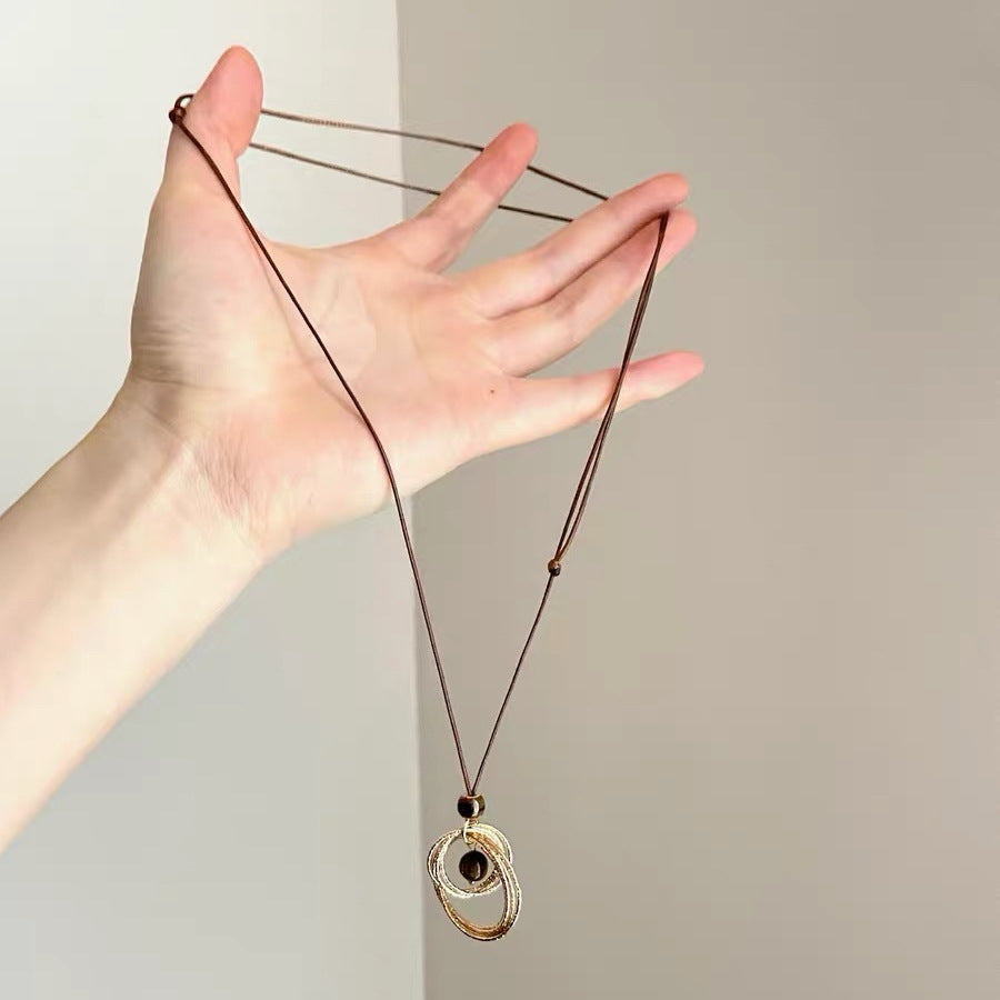 Lady Modern Style Solid Color Titanium Steel Tassel Plating Layered Necklaces