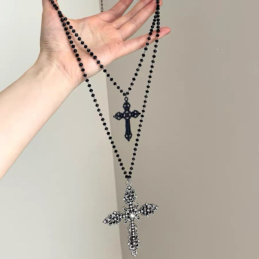 Lady Modern Style Solid Color Titanium Steel Tassel Plating Layered Necklaces