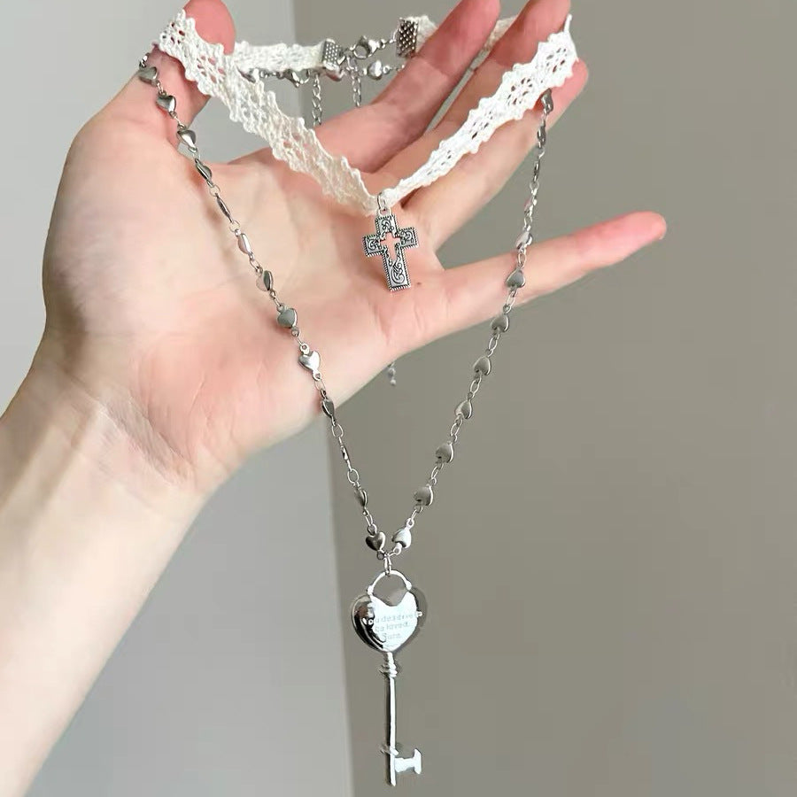 Lady Modern Style Solid Color Titanium Steel Tassel Plating Layered Necklaces