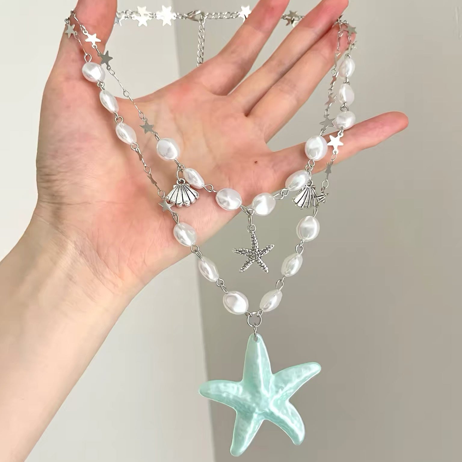 Lady Modern Style Solid Color Titanium Steel Tassel Plating Layered Necklaces