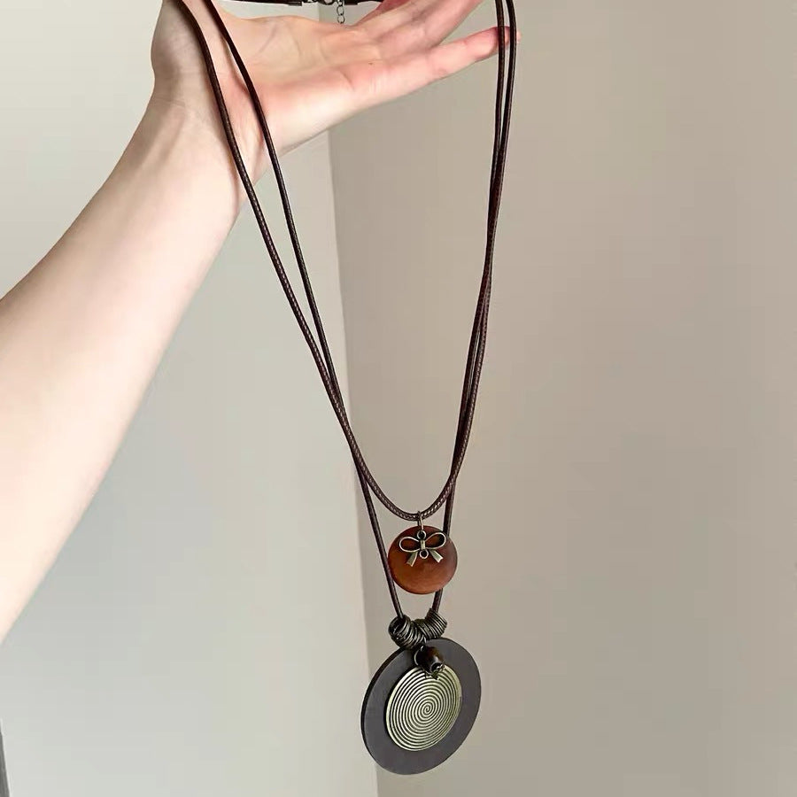 Lady Modern Style Solid Color Titanium Steel Tassel Plating Layered Necklaces