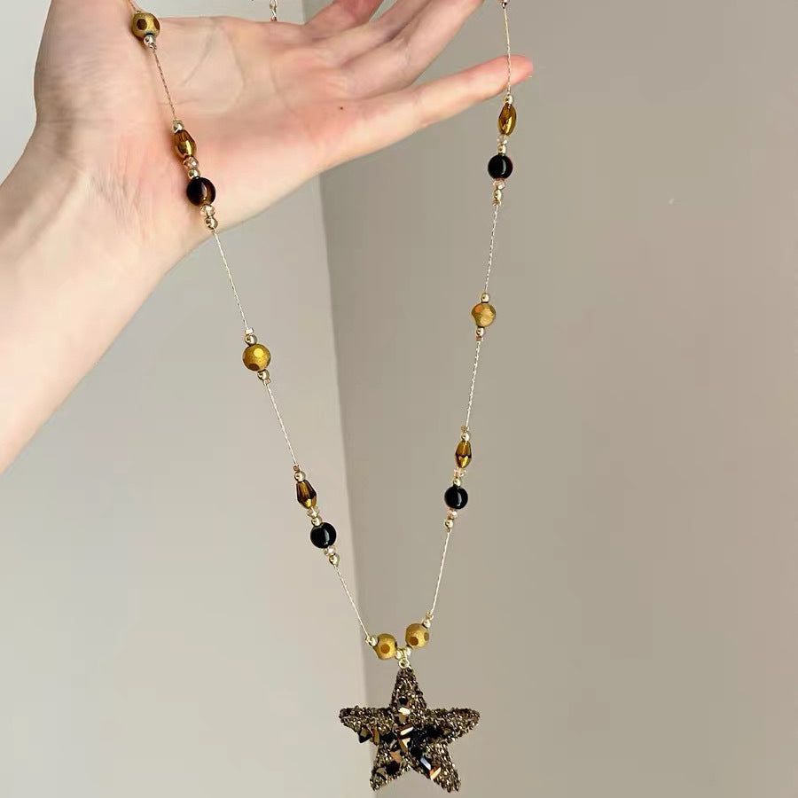 Lady Modern Style Solid Color Titanium Steel Tassel Plating Layered Necklaces