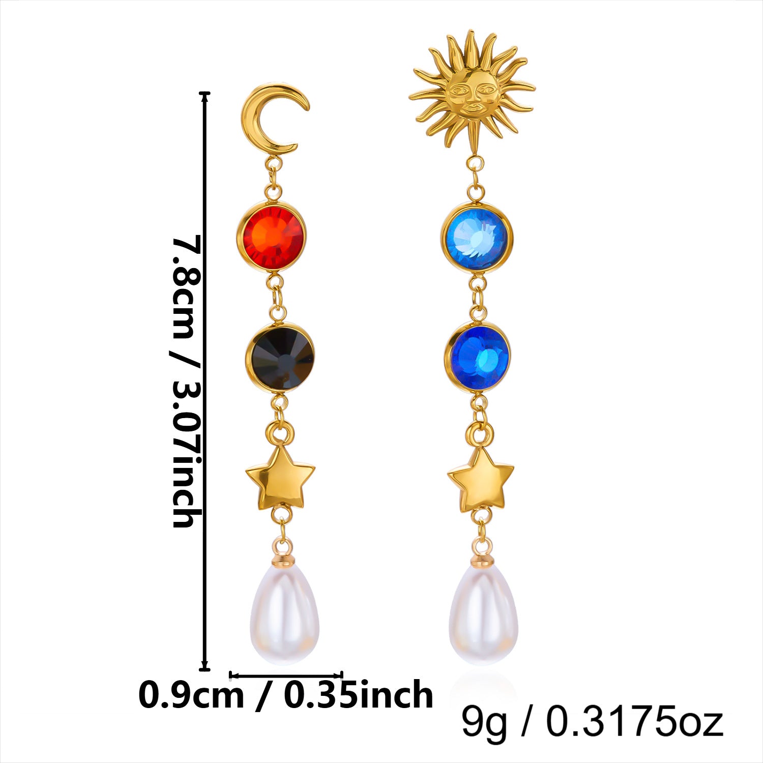 Exaggerated Sun Earrings For Unisex Featuring Tassel Craft In Titanium Steel With Zircon Inlay