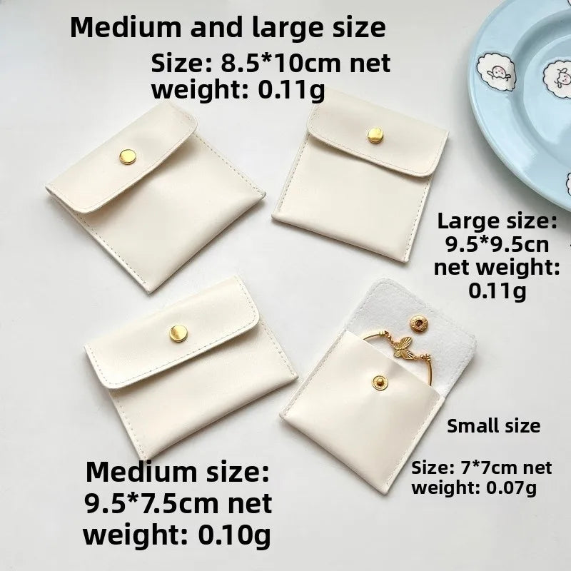 Custom PU Material Jewelry And Accessories Packaging Protection Bag With Logo Printing Flip Cover Clasp Bag