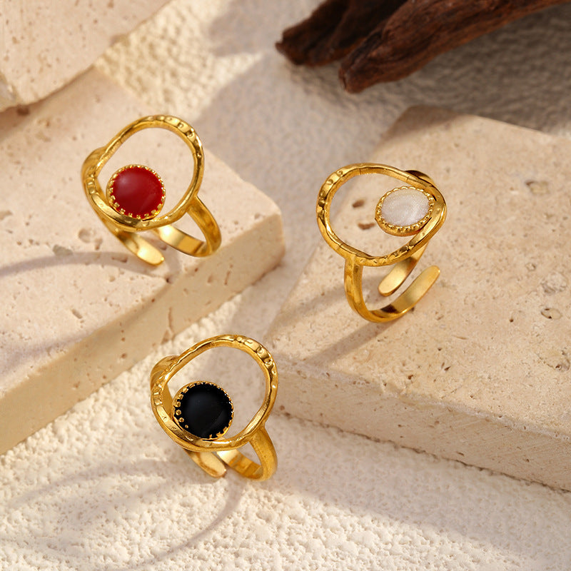 Geometric Open Rings For Women In Gold, Waterproof Non Tarnish Titanium Steel